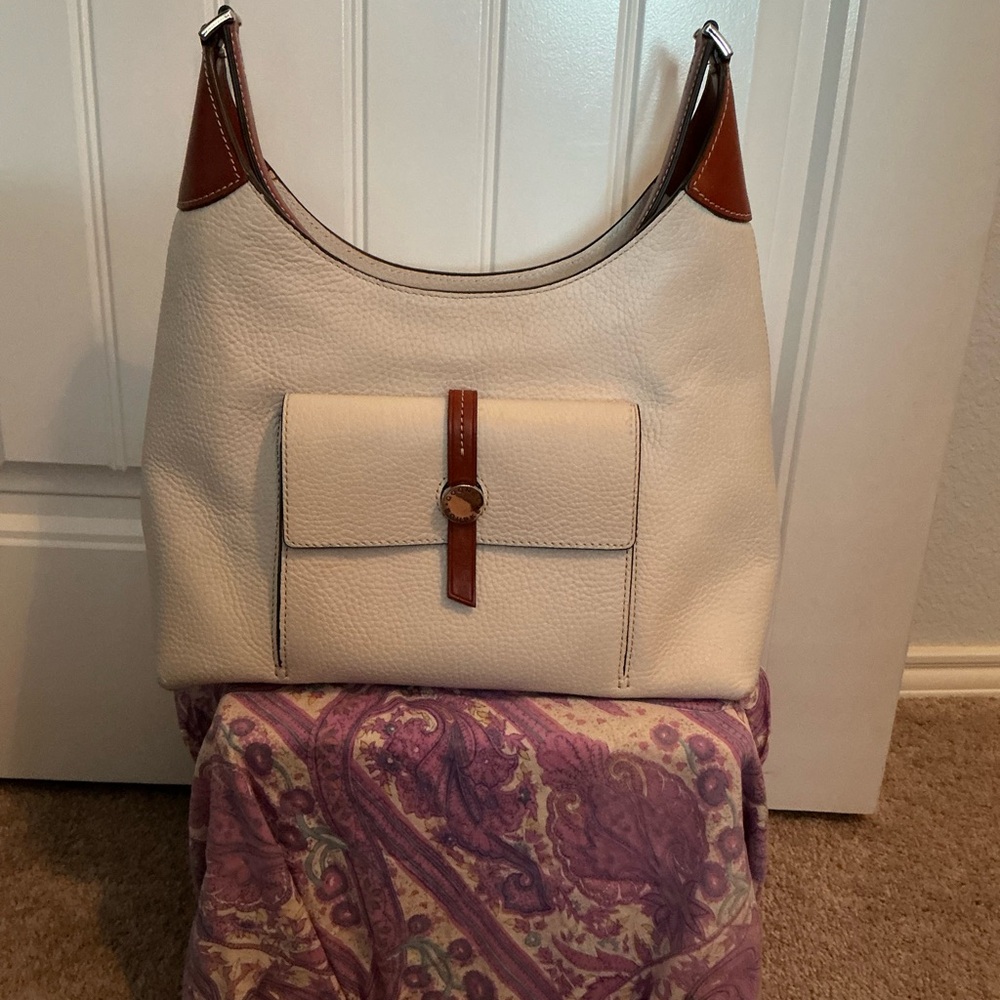 Dooney & Bourke Cream and Brown Hobo Bag